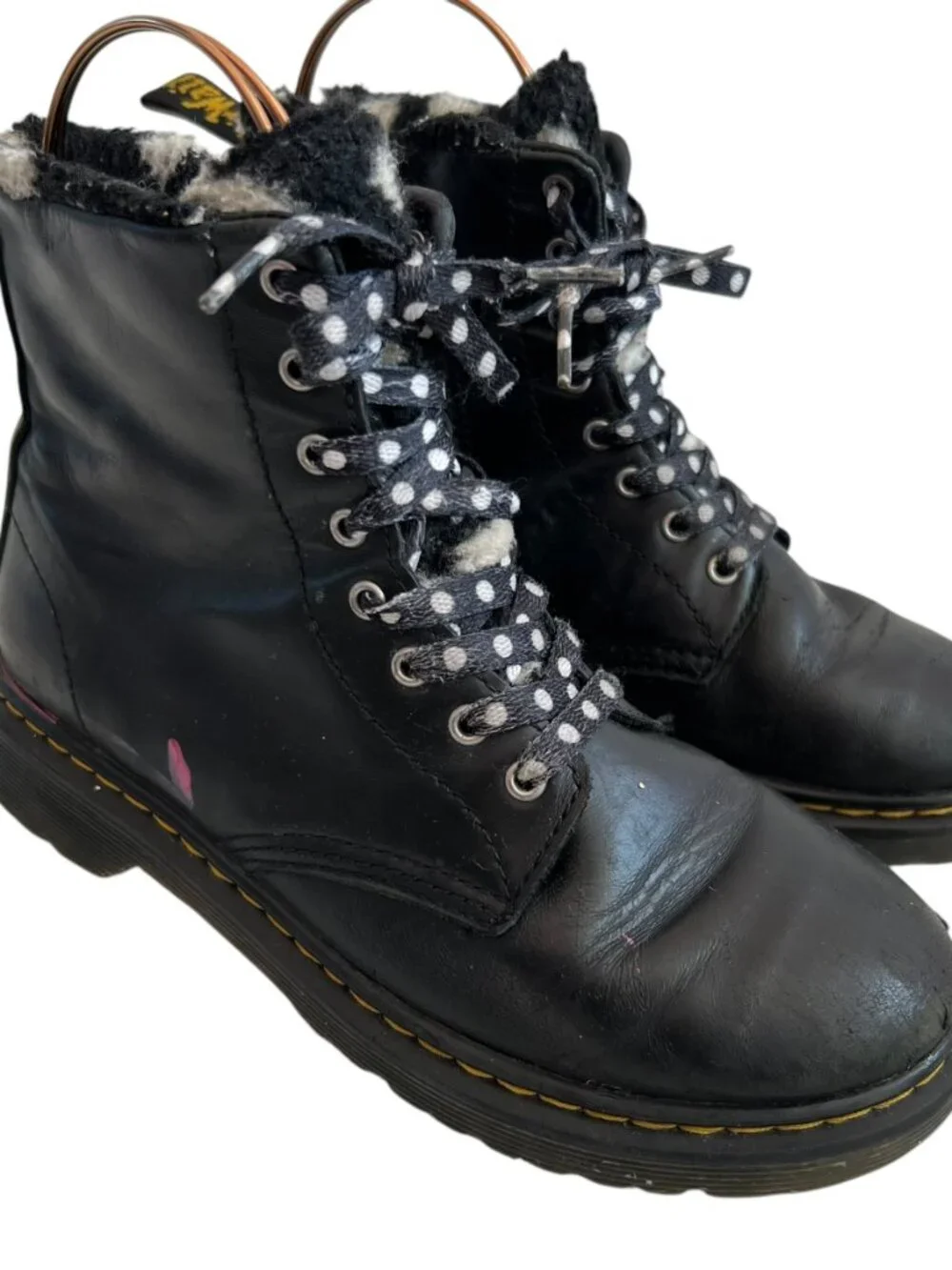 Dr Martens boots Youth 1460 Serena Faux Fur Lined Leather Lace Up black size 5